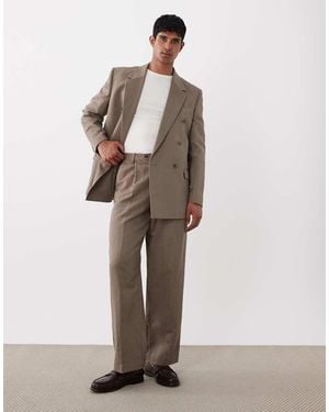 ASOS Oversized Tapered Linen Rich Suit Trousers - Brown