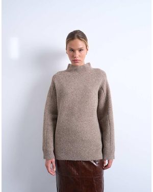 TOPSHOP Knitted Oversized High Neck Jumper - White