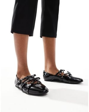 Stradivarius Strappy Studded Ballet Shoe - Black