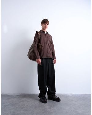 TOPMAN Regular Fit Flannel Shirt - Brown