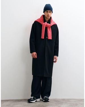 Only & Sons Longline Overcoat - Blue