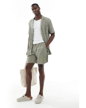 Emporio Armani Bodywear Logo Lounge Waffle Shorts - Green