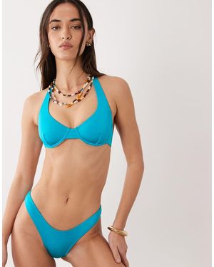 Free Society High Leg Bikini Bottom - Blue