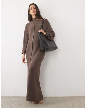 ASOS Off Shoulder With Scarf Detail Maxi Dress - Brown