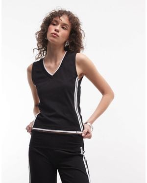 Collusion Fitted V-neck Tank Co-ord - Black