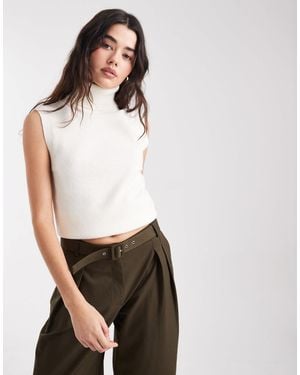 ASOS Midweight Fitted High Neck Tank Top - White