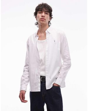 AllSaints Hawthorne Long Sleeve Logo Shirt - White