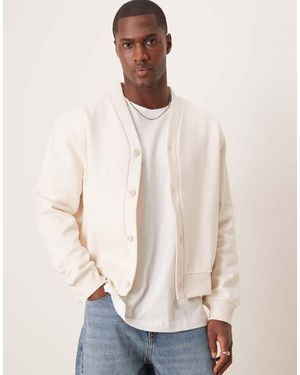 ASOS Premium Heavyweight Boxy Oversized Cardigan - Natural