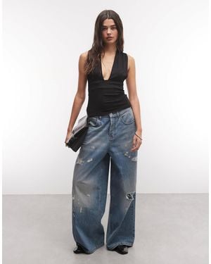 Weekday Top style corset à décolleté plongeant - Bleu