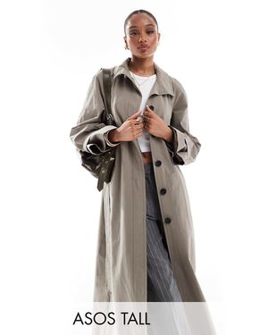 ASOS Asos design tall - trench-coat long et oversize à col cheminée - champignon - Marron