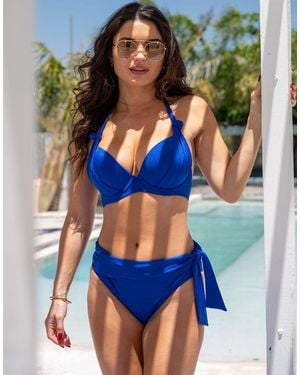 Pour Moi St Kitts Tie Fold Over Brief - Blue