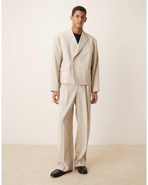 ASOS Wide Leg Suit Trousers - Natural