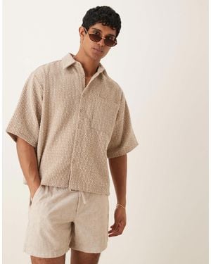 ASOS Textured Half Sleeve Shirt - Natural