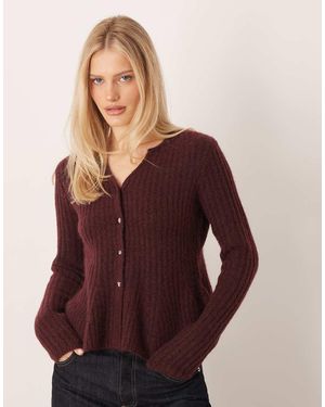 Y.A.S Gebreid Vest Met Peplum Taille - Paars