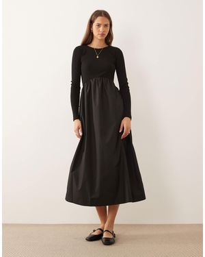 Threadbare – langärmliges midikleid - Schwarz