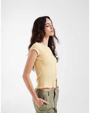 Free People Cardigan boutonné en maille côtelée - Neutre