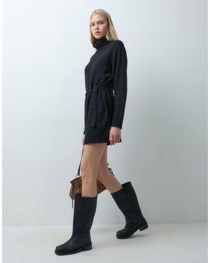 Threadbare Robe courte en maille à col roulé e - Noir