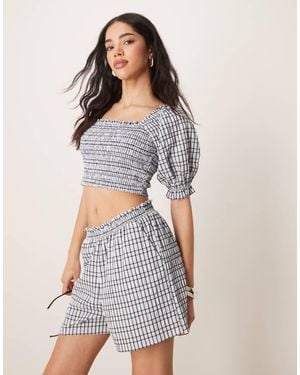 ASOS Seersucker Check Shorts Co-ord - Grey