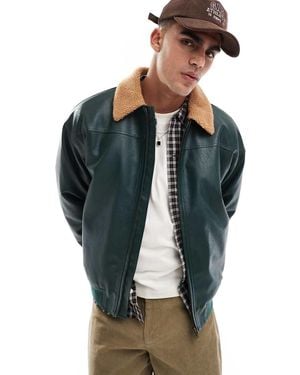 Cotton On Cotton On Faux Leather Flight Jacket - Blue