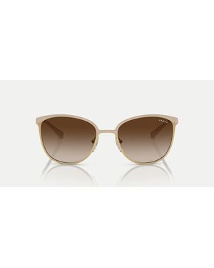 Vogue Occhiali Da Sole Rettangolari Opaco/Oro Spazzolato Con Lenti Marroni - Bianco
