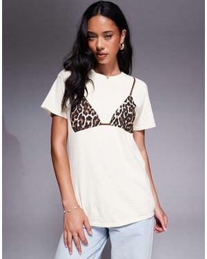 River Island Leopard Print Bikini T-shirt - White