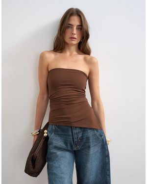 TOPSHOP – asymmetrisches, trägerloses oberteil - Blau