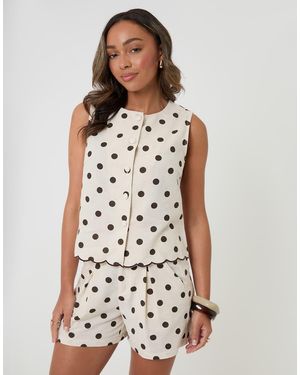 Threadbare Polka Dot Tailored Top - White