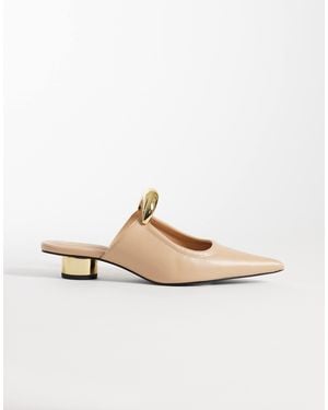 JW PEI Helena Mules With Gold Metal Detail - White