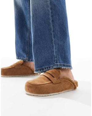 SEQWL Wide Fit Soda Fur Lined Mules - Blue