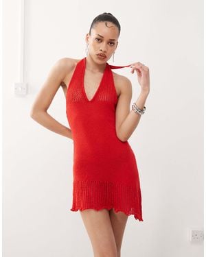 Collusion – neckholderkleid aus strick - Rot