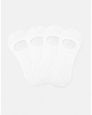 Pull&Bear Pack Of 4 Invisible Ankle Socks - White