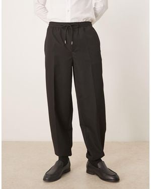 ASOS Tapered Fit Trouser With Elasticated Waist And Cuffs - Black