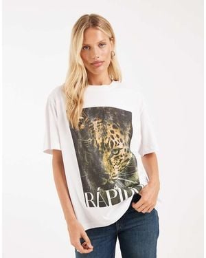 ASOS Oversized T-Shirt Met Rapido Luipaardprint - Wit