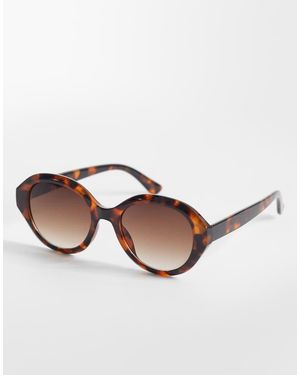 Mango Retro Zonnebril Met Rond Montuur - Bruin
