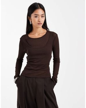 ASOS Double Layer Sheer Top - Black