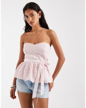 Hollister Lace Bandeau Corset Top With Bow - White