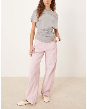 Gina Tricot Vaqueros Rosa Claro De Pernera Barrel Holgada De -Morado