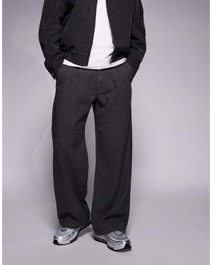 Prohibited Double Pleated Wool Look Club Trousers - Black
