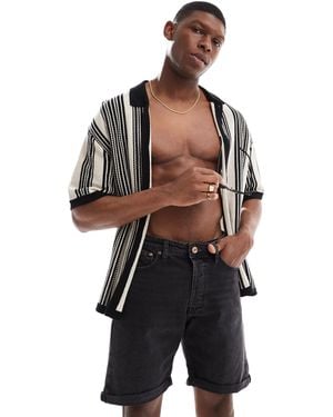 Jack & Jones Denim Short With Turn Up - Black