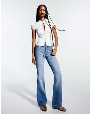Bershka Tall Jeans A Zampa Medio - Blu