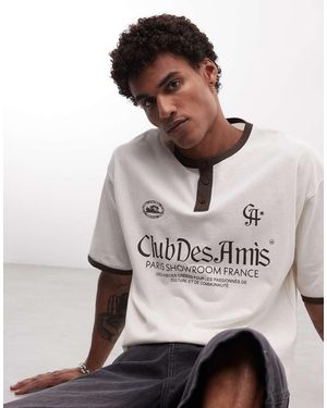 ASOS Oversized Henley With Club - Natural