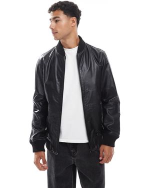 JJ Rebel Bomber en cuir véritable - Bleu