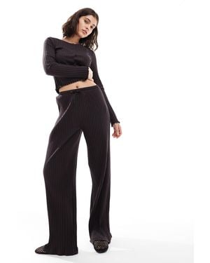 Miss Selfridge Rib Wide Leg Trouser - Blue