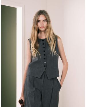 Mango Gabo Tailored Vest With Statement Buttons Co-Ord - Blue