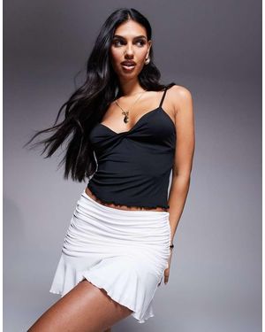 Princess Polly Celebrations Slinky Ruched Sides Flippy Hem Mini Skirt - White