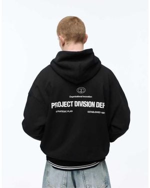 Pull&Bear Hoodie With Zipper - Black