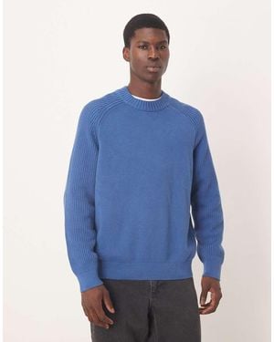 SELECTED 100% Cotton Ribbed Knit Jumper - Blue