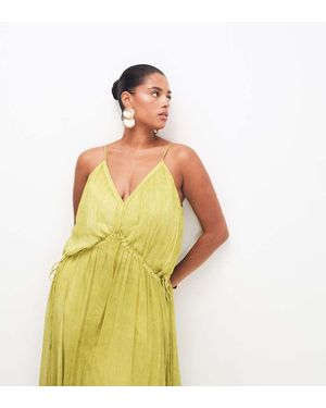 ASOS Asos Design Curve Smock Cami Maxi Dress With Tie Side Detail - Yellow