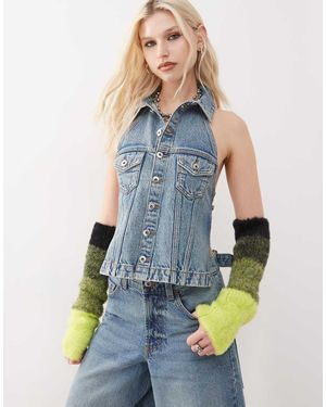 Collusion Denim Halter Top Co-Ord - Blue