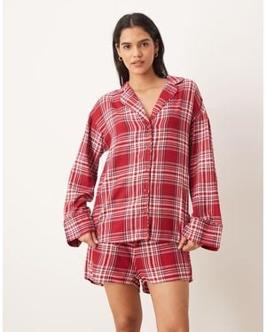 Gina Tricot Mix And Match Flannel Pyjamas Shirt - Red